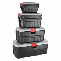Buy 😀 8 Gal. Action Packer Storage Bin (4-Pack) by Rubbermaid 🤩 -Cheap Sterilite Store black gray rubbermaid storage bins rmap080000 a0 1000