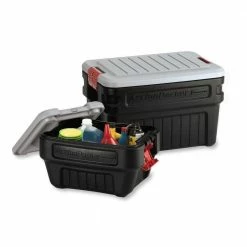 Buy 😀 8 Gal. Action Packer Storage Bin (4-Pack) by Rubbermaid 🤩 -Cheap Sterilite Store black gray rubbermaid storage bins rmap080000 e1 1000