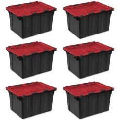 New ๐ 12 Gal. /45 Liter Hinged Lid Industrial Tote (6 Pack) by Sterilite ๐