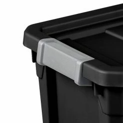 Discount 👍 7.5 gal. Rugged Industrial Storage Totes with Latch Lid in Black (6-Pack) by Sterilite 🎁 -Cheap Sterilite Store black sterilite storage bins 6 x 14839006 4f 1000
