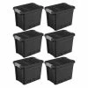 Discount 👍 7.5 gal. Rugged Industrial Storage Totes with Latch Lid in Black (6-Pack) by Sterilite 🎁 -Cheap Sterilite Store black sterilite storage bins 6 x 14839006 64 1000