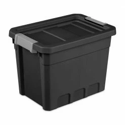 Discount 👍 7.5 gal. Rugged Industrial Storage Totes with Latch Lid in Black (6-Pack) by Sterilite 🎁 -Cheap Sterilite Store black sterilite storage bins 6 x 14839006 c3 1000