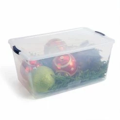 Brand new 👍 Cleverstore 95-Qt. Latching Plastic Storage Container and Lid in Clear by Rubbermaid 😍 -Cheap Sterilite Store clear rubbermaid storage bins rmcc950004 4pack 44 1000