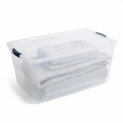 Brand new 👍 Cleverstore 95-Qt. Latching Plastic Storage Container and Lid in Clear by Rubbermaid 😍 -Cheap Sterilite Store clear rubbermaid storage bins rmcc950004 4pack 4f 1000
