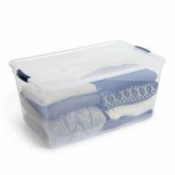 Brand new 👍 Cleverstore 95-Qt. Latching Plastic Storage Container and Lid in Clear by Rubbermaid 😍 -Cheap Sterilite Store clear rubbermaid storage bins rmcc950004 4pack c3 1000