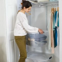 Brand new 👍 Cleverstore 95-Qt. Latching Plastic Storage Container and Lid in Clear by Rubbermaid 😍 -Cheap Sterilite Store clear rubbermaid storage bins rmcc950004 4pack d4 1000