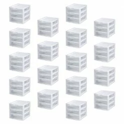 Discount 🌟 Small Compact Countertop 3 Drawer Desktop Storage Unit (18-Pack) by Sterilite 💯