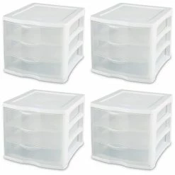 Best Pirce 😉 0.3 Gal. Clearview Portable 3-Storage Drawer Organizer Cabinets (4-Pack) by Sterilite 🥰