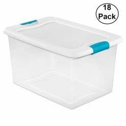Buy 🤩 64 Qt. Latching Plastic Storage Box Tote Clear with Latches (18-Pack) by Sterilite 🔔