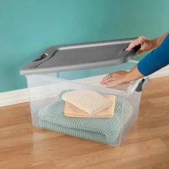 Buy 🤩 64 Qt. Latching Plastic Storage Box Tote Clear with Latches (18-Pack) by Sterilite 🔔 -Cheap Sterilite Store clear sterilite storage bins 18 x 14978006 c3 1000