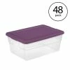 Wholesale 🛒 Stackable 16 qt. Storage Container with Purple Lid in Clear (24-Packs of 2 (48)) by Sterilite 🎁 -Cheap Sterilite Store clear sterilite storage bins 24 x 16458v06 64 1000