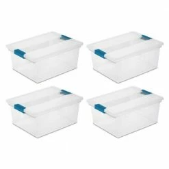 Best Sale ๐ฏ 7 Qt. Plastic D-Clip Box Storage Bin Container with Lid in Clear (4-Pack) by Sterilite โจ