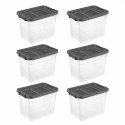 Deals ๐ 30 qt. Clear Plastic Storage Bin Totes with Latching Lid, Grey (6-Pack) by Sterilite ๐