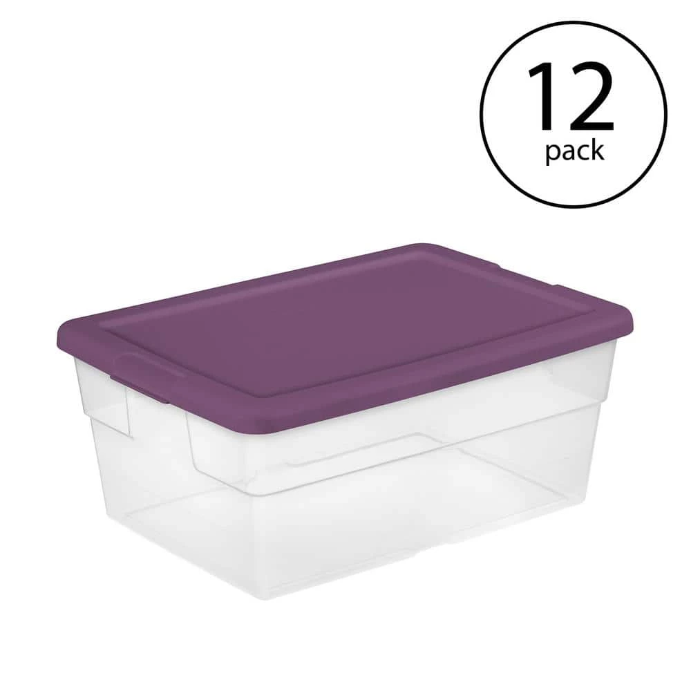 Best deal 🛒 Stackable 16 qt. Storage Container with Purple Lid in Clear (12-Pack) by Sterilite 👍 3 Best deal 🛒 Stackable 16 qt. Storage Container with Purple Lid in Clear (12-Pack) by Sterilite 👍
