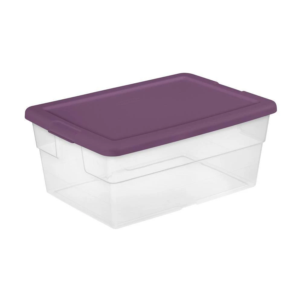 Best deal 🛒 Stackable 16 qt. Storage Container with Purple Lid in Clear (12-Pack) by Sterilite 👍 4 Best deal 🛒 Stackable 16 qt. Storage Container with Purple Lid in Clear (12-Pack) by Sterilite 👍 - Image 2