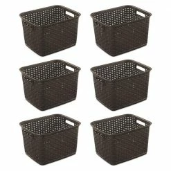Top 10 ๐ 12736 Tall Wicker Weave Plastic Laundry Storage Basket, Brown (6 Pack) by Sterilite ๐ฅฐ