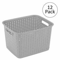 Coupon โค๏ธ Tall Weave Plastic Laundry Hamper Storage Basket, Gray (12 Pack) by Sterilite ๐