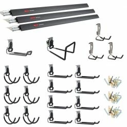 Cheapest 🔔 FastTrack Garage Storage Hang Rail and Hooks Bundle (25-piece) by Rubbermaid ⭐