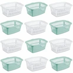 Brand new โญ 1.5 Bushel Rectangular Plastic Laundry Basket Bins, Assorted 12 Pack by Sterilite ๐
