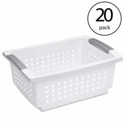 Budget ❤️ Medium Sized Stackable Storage & Organization Basket, White (20 Pack) by Sterilite 😀