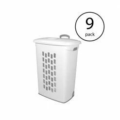 Best reviews of ๐ White Laundry Hamper with Lift-Top, Rolling Wheels and Pull Handle (9-Pack) by Sterilite ๐