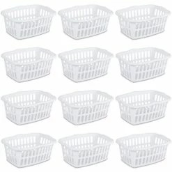 Deals ๐ฅ 1.5 Bushel Rectangular Plastic Laundry Basket Bins, White, 12 Pack by Sterilite ๐