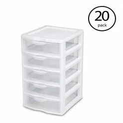 Best deal 👍 7.25 in. x 11 in. x 8.5 in. Clearview Small 5-Drawer Desktop Storage Unit, White (20-Pack) by Sterilite 😉